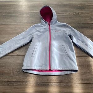 Kids Gray and Pink Softshell Jacket,  Hooded Jacket